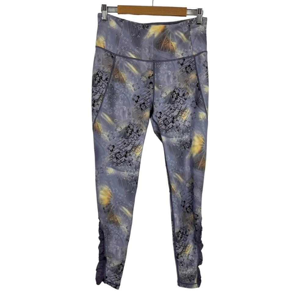 CALIA By Carrie Underwood Purple Pattern Ruched Mesh Ankle Panel Pull On Legging